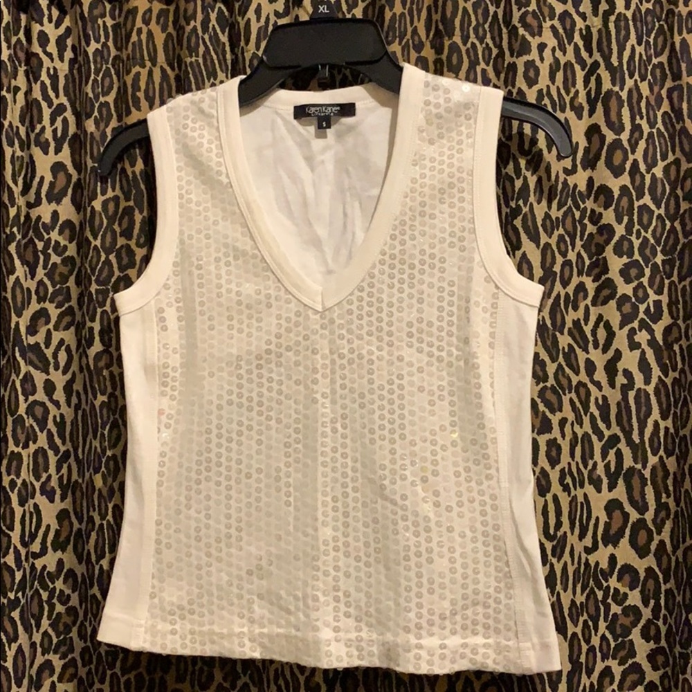 White sequin holiday party top Karen Kane S BNWOT